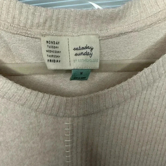 Anthropologie Saturday Sunday Light Pink Cream Long Sleeve Sweater Lace … - Picture 5 of 8